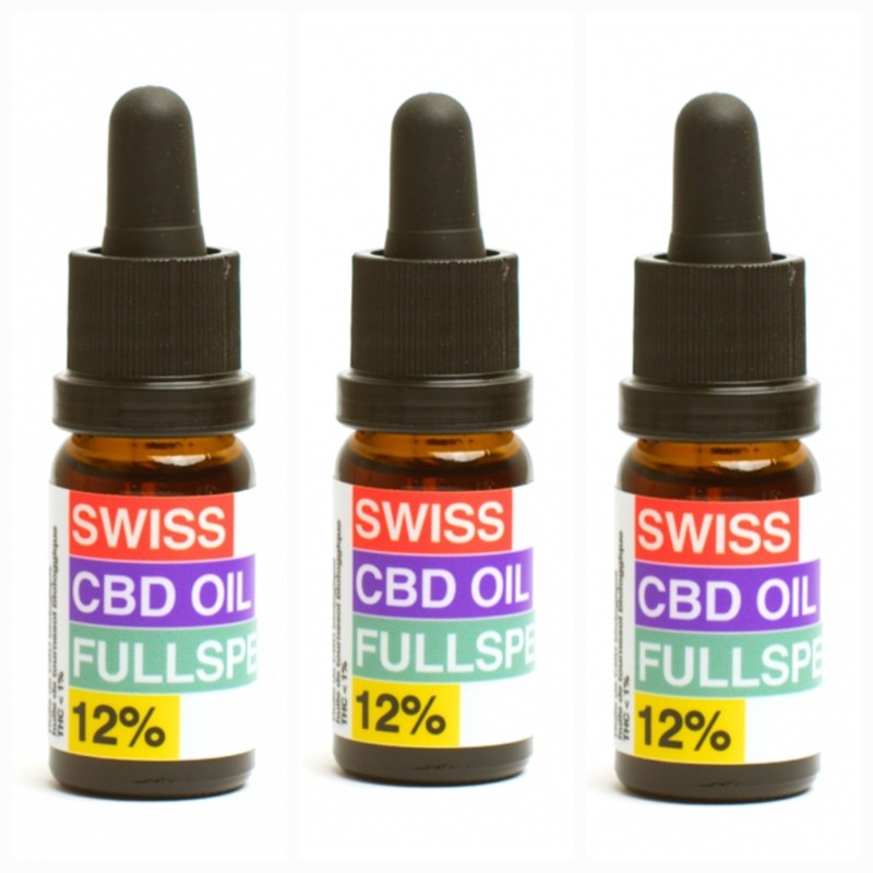 Pack 3 x Huile CBD biologique 12%  DrGreen. Produits riches et naturels de production suisse. Livraison gratuite